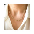 14K Gold Plated Curb Paperclip Box Sphere Bead Snake and Figaro Chain Adjustable Necklace